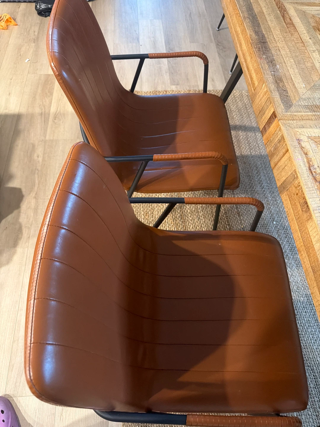 Wooden Dining Table with 2 Faux Leather Chairs