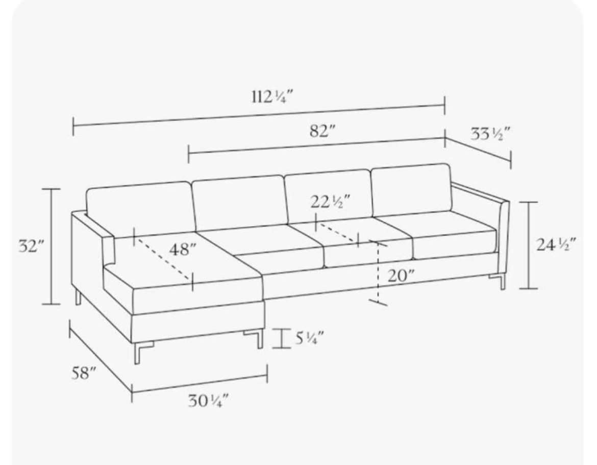 Left Facing Sectional Sofa - Black & White Stripes - photo 3