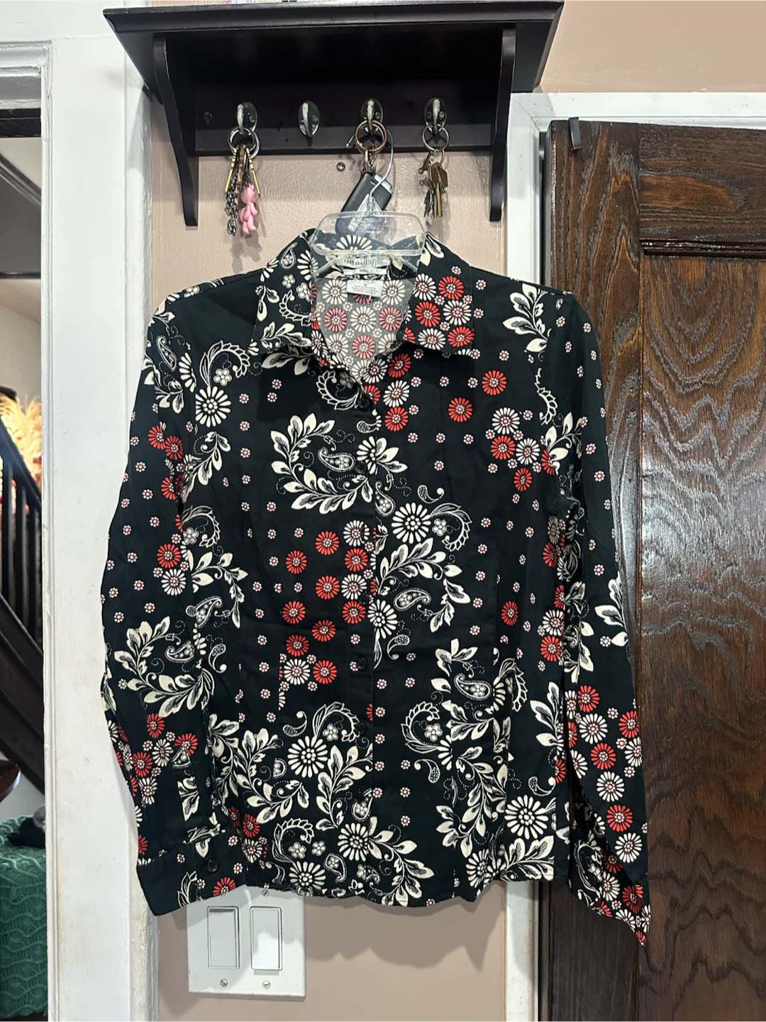 VAN HEUSEN STUDIO Fitted Floral Button-Up Shirt Size M