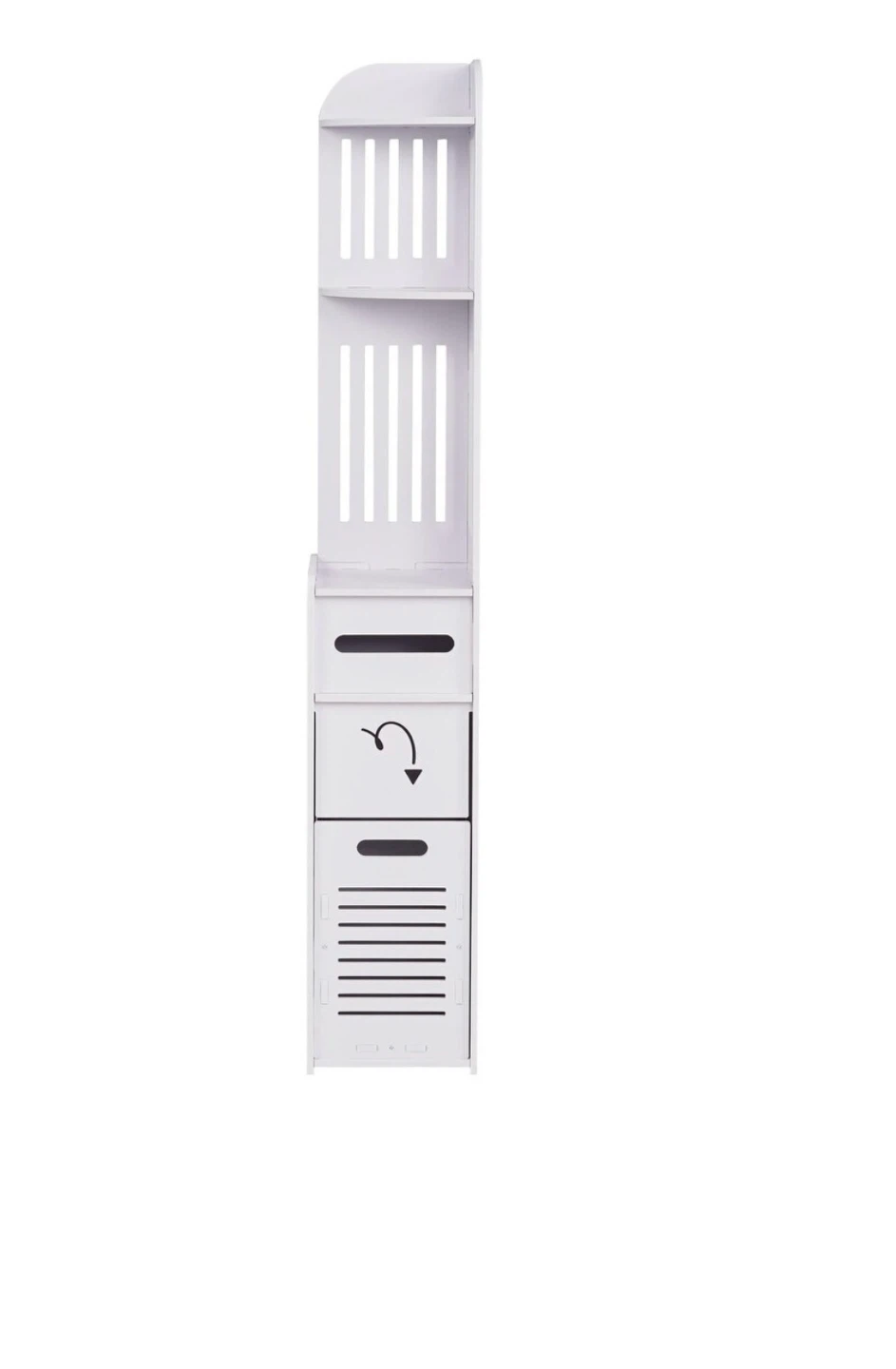 White Bathroom Corner Shelf with Storage Drawers
