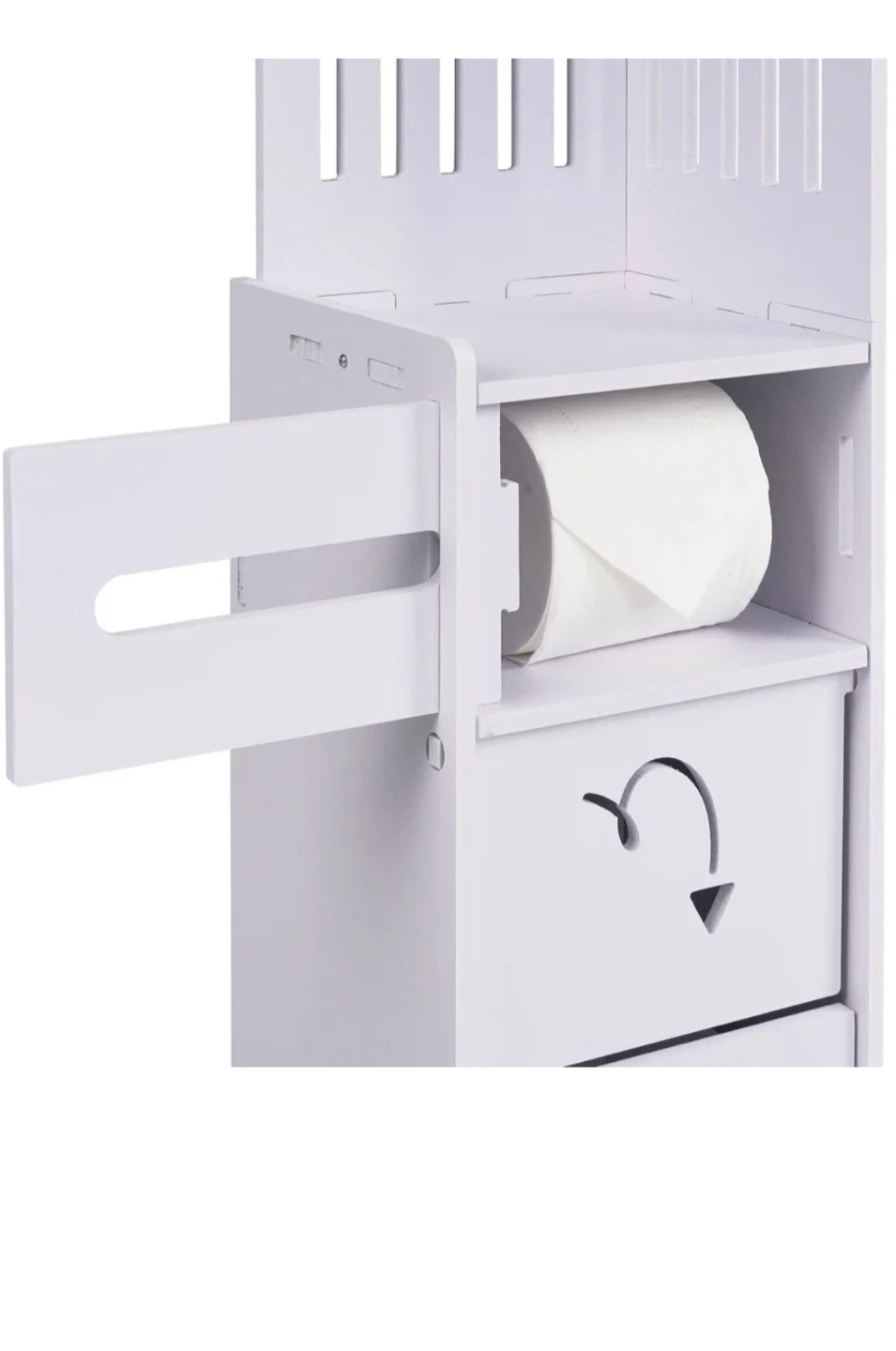 White Bathroom Corner Shelf with Storage Drawers - photo 4