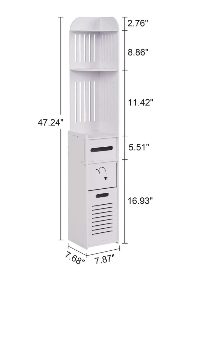 White Bathroom Corner Shelf with Storage Drawers - photo 5