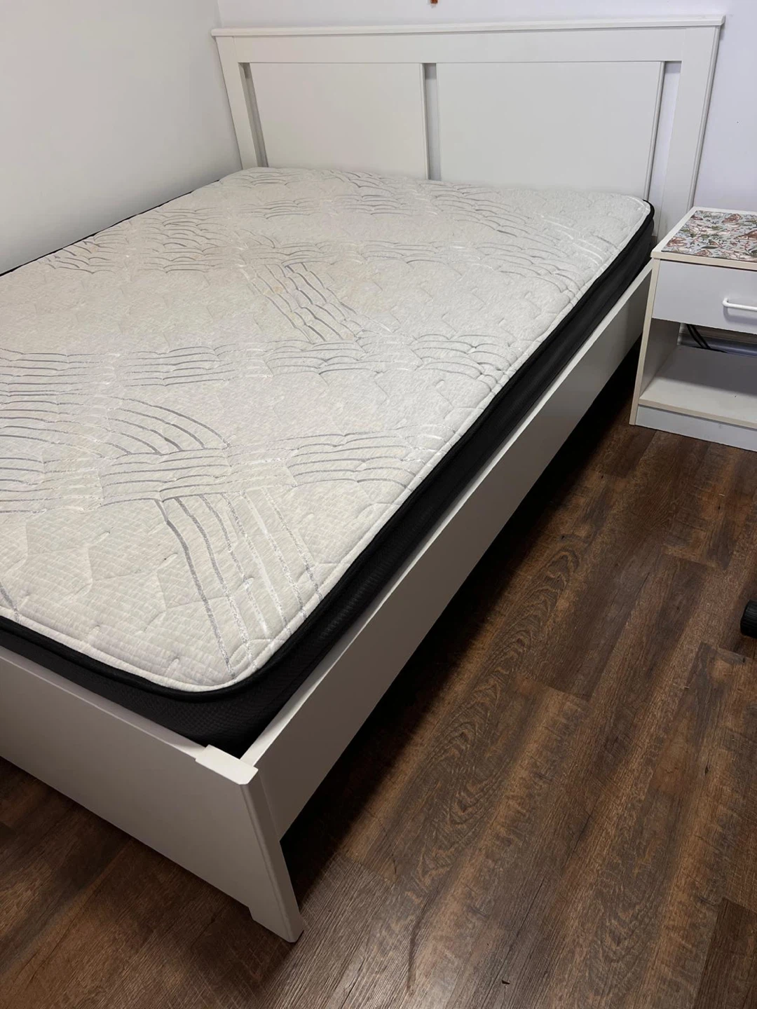 White Queen Size Bed Frame with Mattress