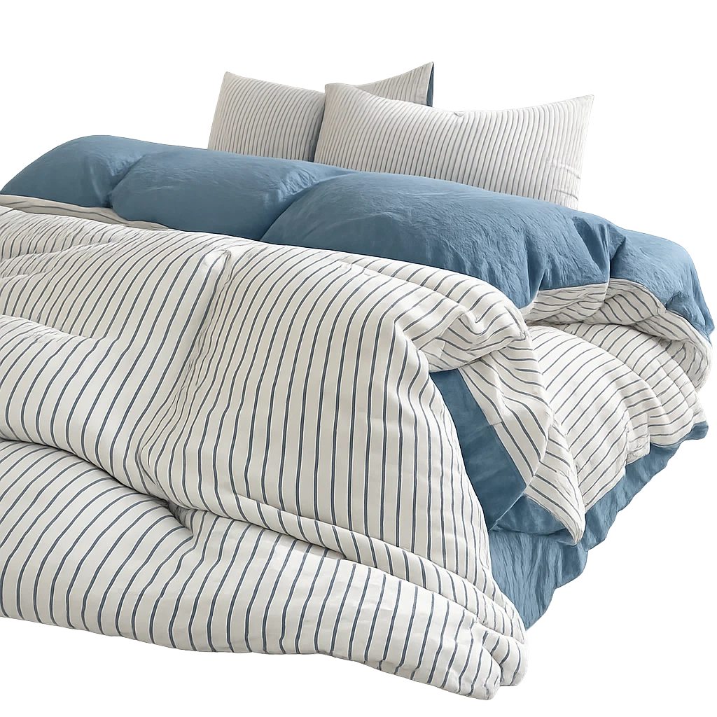 Queen size Striped Duvet Cover and Pillowcase Set