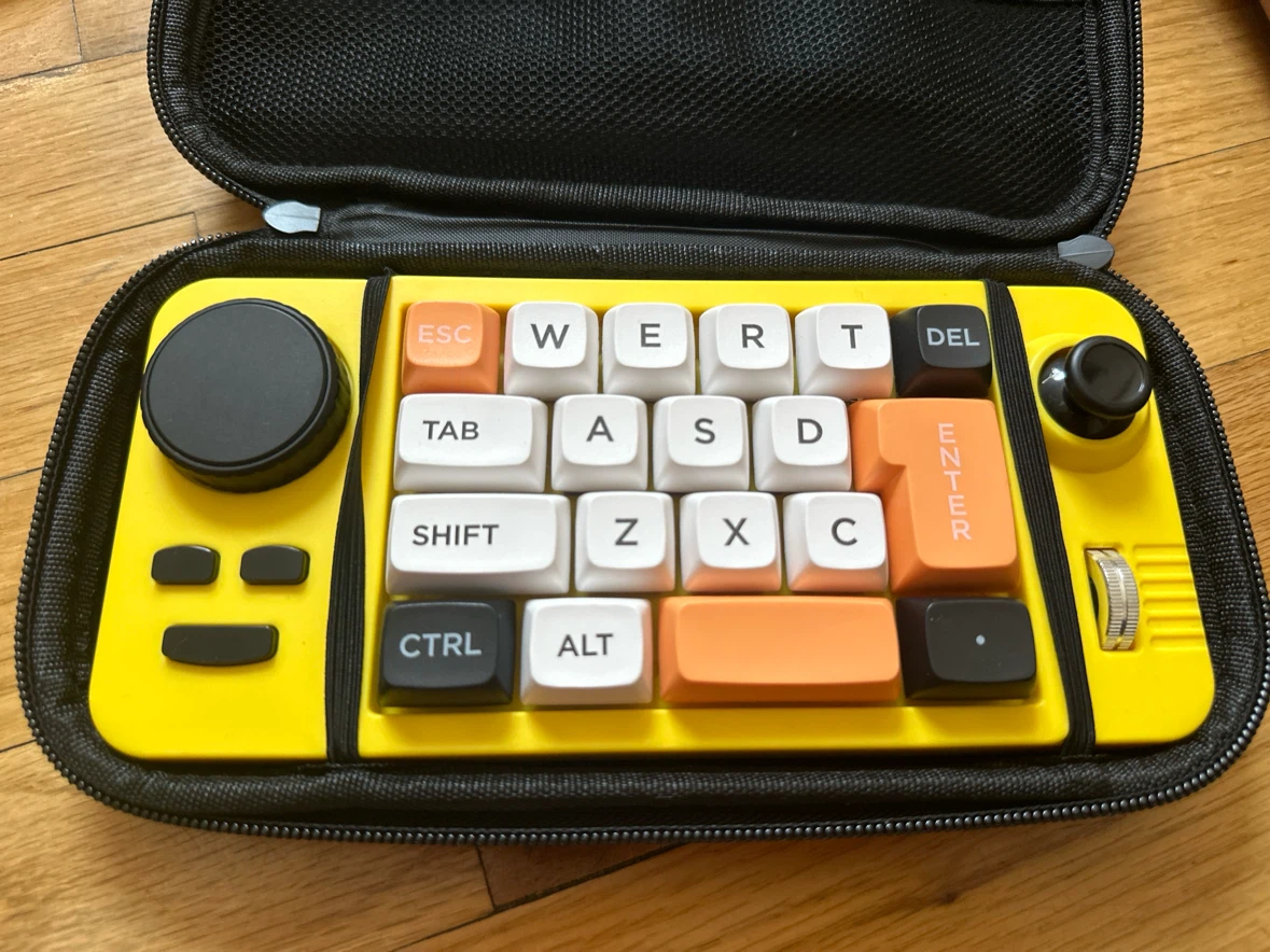 Yellow Compact Keyboard with Joysticks and Carrying Case