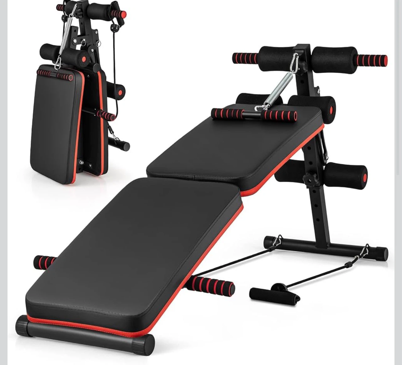 7-In-1 Sit Up Bench with Resistance Bands