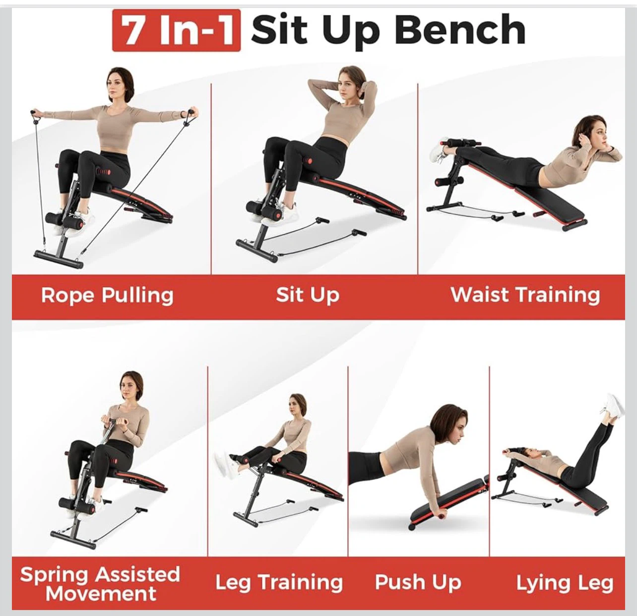 7-In-1 Sit Up Bench with Resistance Bands - photo 3