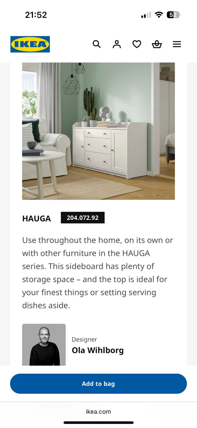 IKEA HAUGa Sideboard, white, 140x84 cm - photo 2