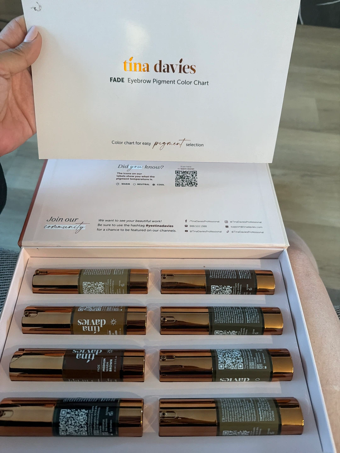 Tina Davies FADE Eyebrow Pigment Color Chart