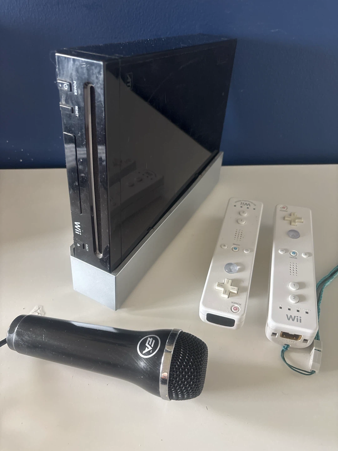 Nintendo Wii Console with Controllers and Microphone