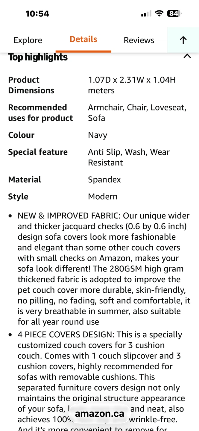 Navy 4-Piece Couch Cover for 3 Cushions - photo 4