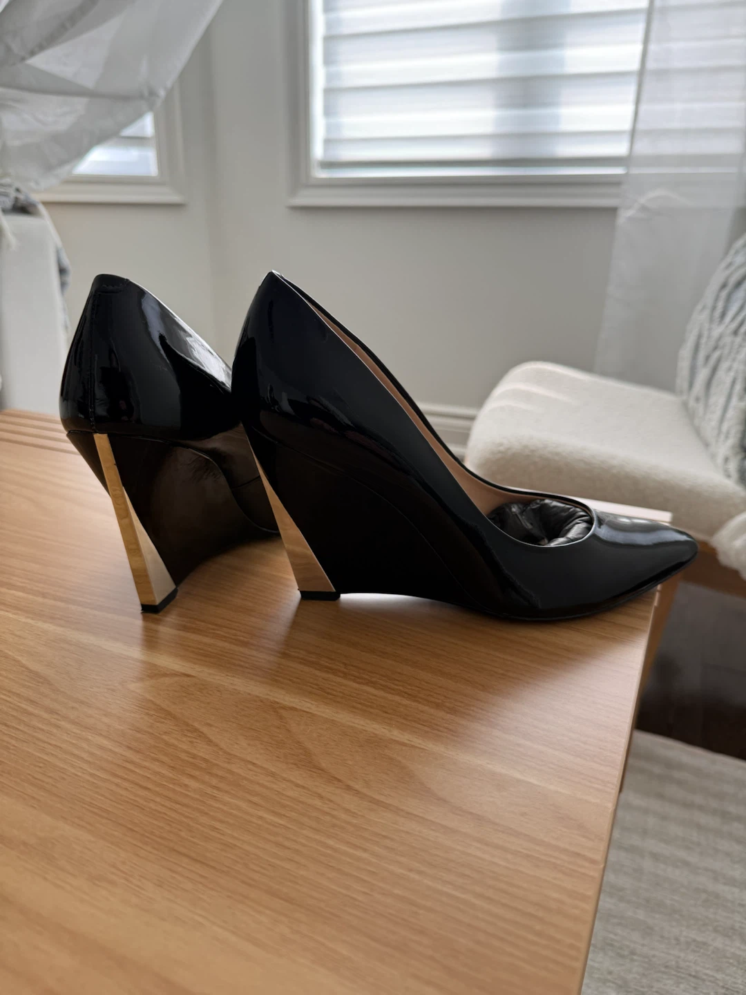Marciano Stunning Black Patent Wedge Heels - Size 38 - photo 2
