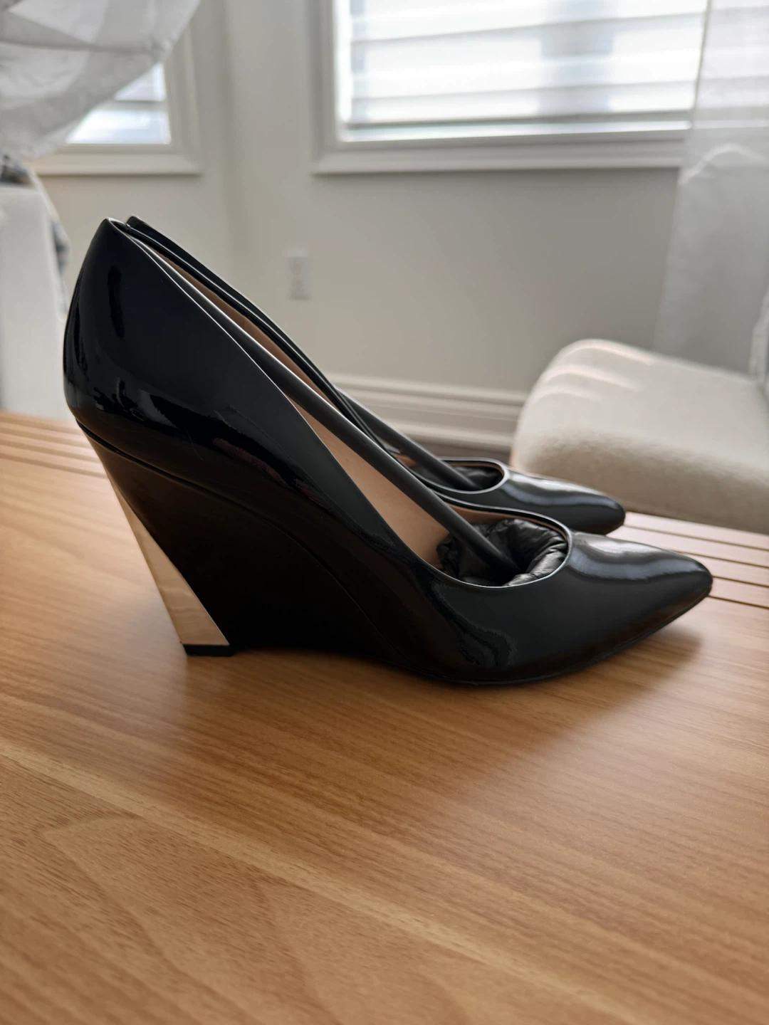 Marciano Stunning Black Patent Wedge Heels - Size 38 - photo 3