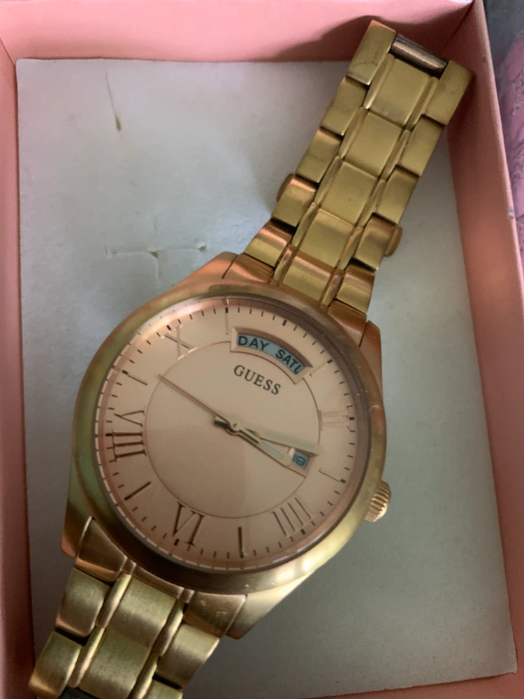 Gold GUESS Day Date Watch Japan MOV.T