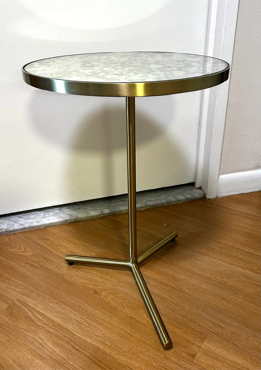 Brass Side/End Table with Mirror Top