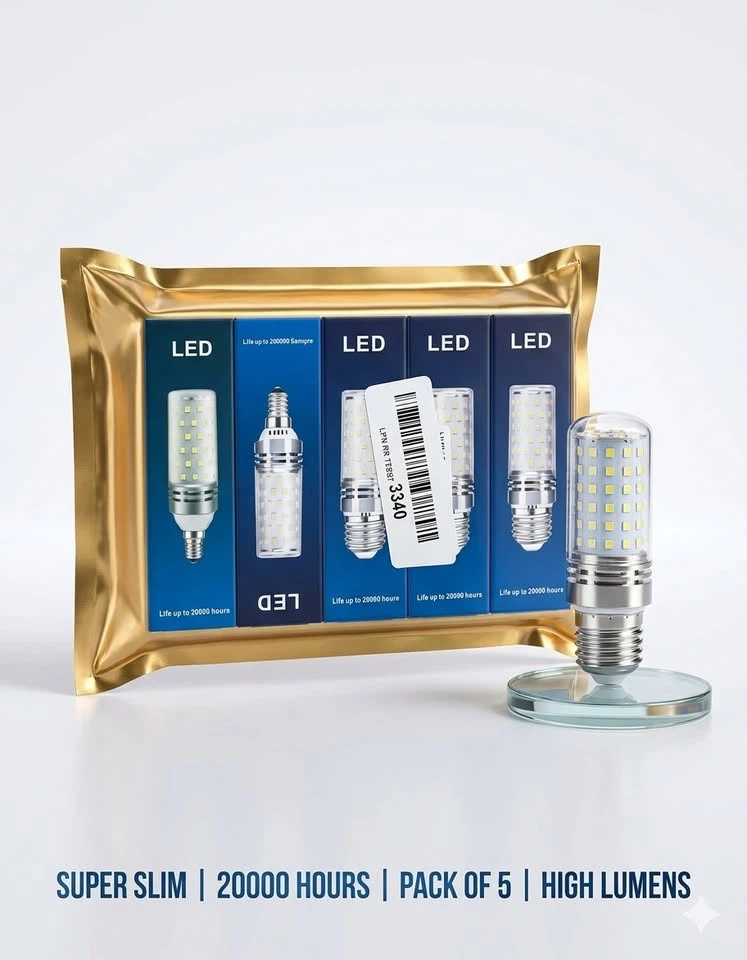 E12 LED Corn Bulbs 6000K - New