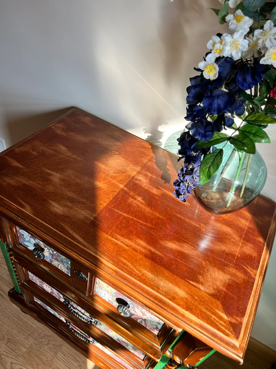 Refinished Cottagecore Floral Nightstand - photo 2