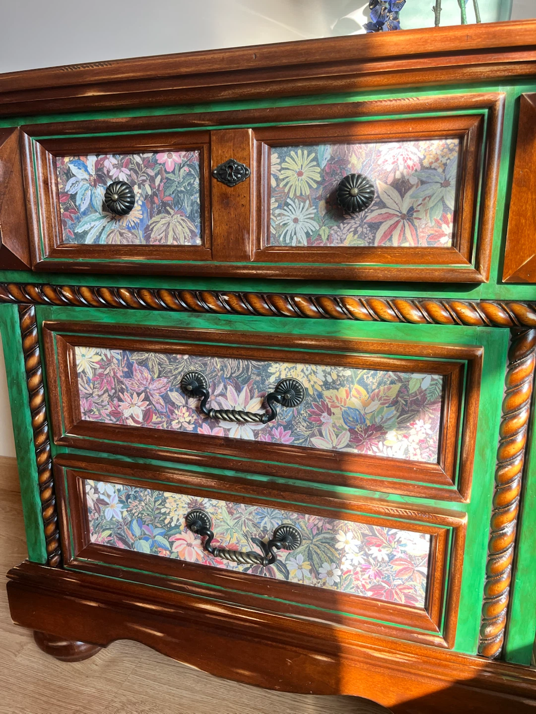 Refinished Cottagecore Floral Nightstand - photo 3