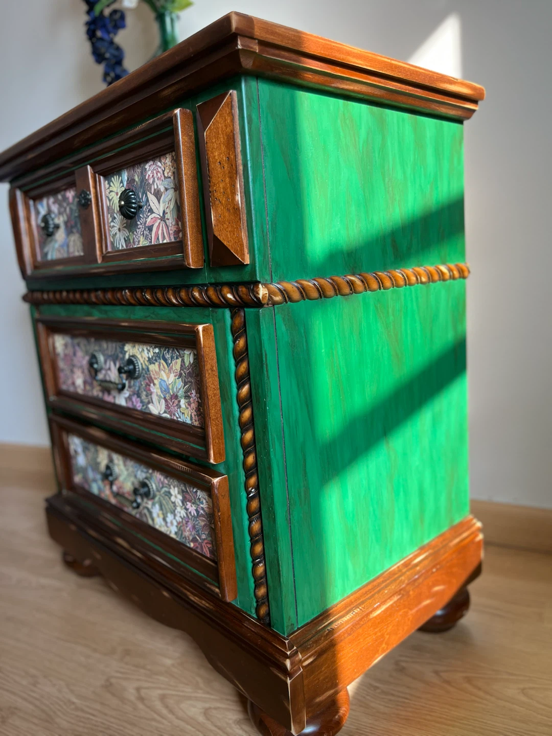Refinished Cottagecore Floral Nightstand - photo 4