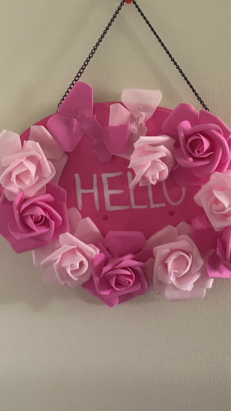 Pink Floral "Hello" Wreath