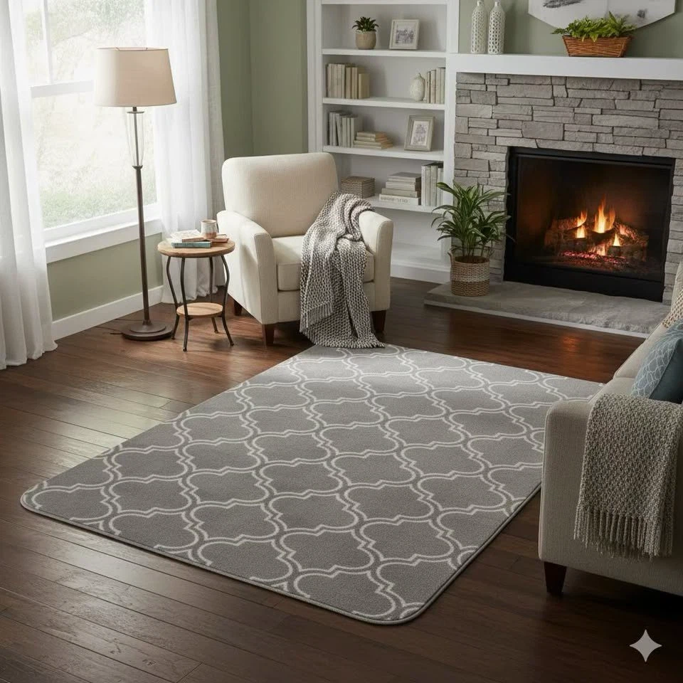 Grey Patterned Area Rug