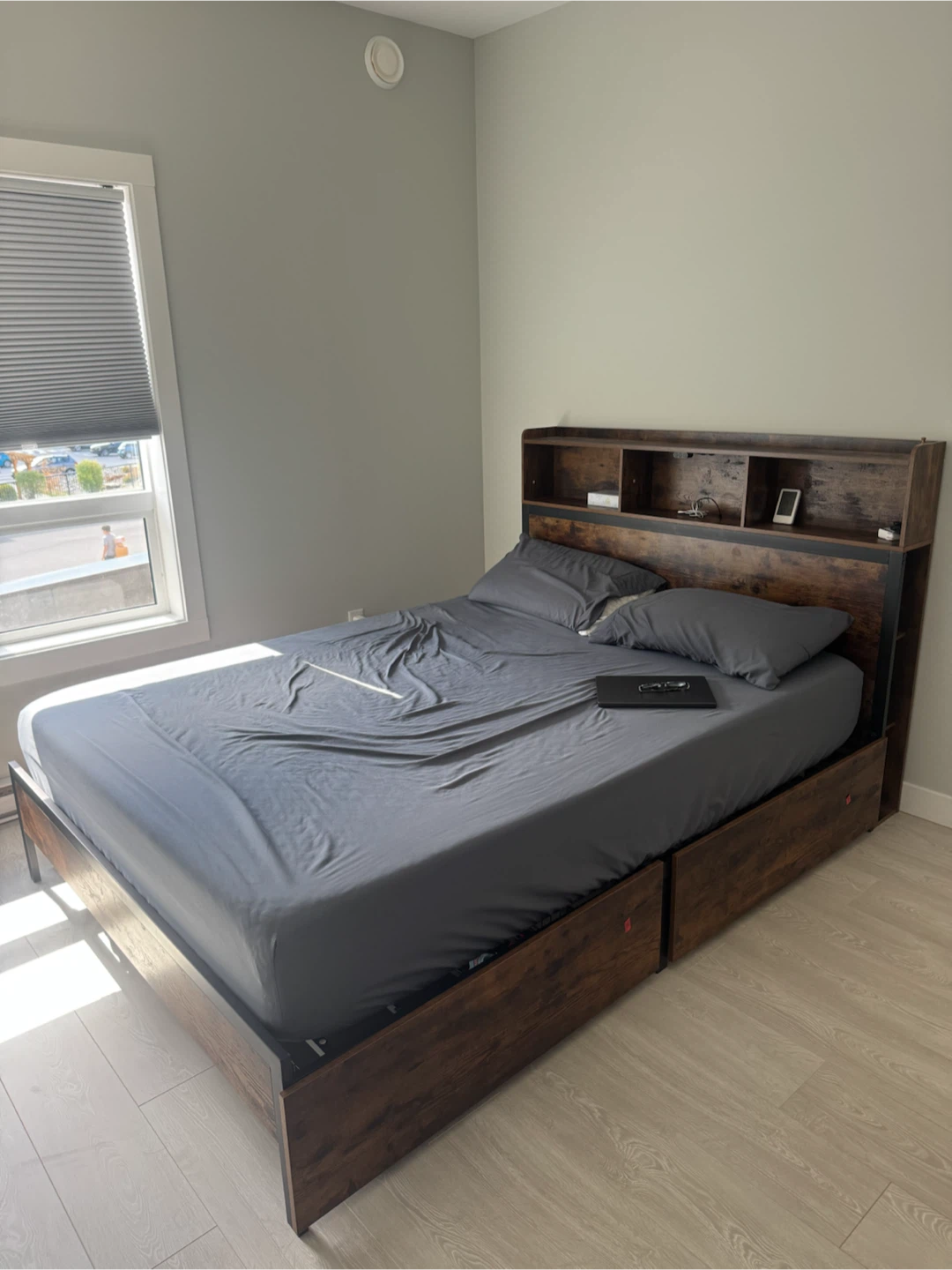 Rolansar Queen Bed Frame with Storage Headboard