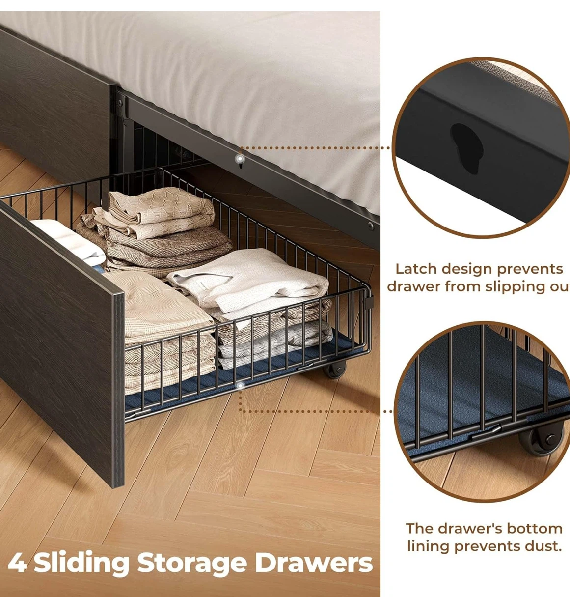 Rolansar Queen Bed Frame with Storage Headboard - photo 5