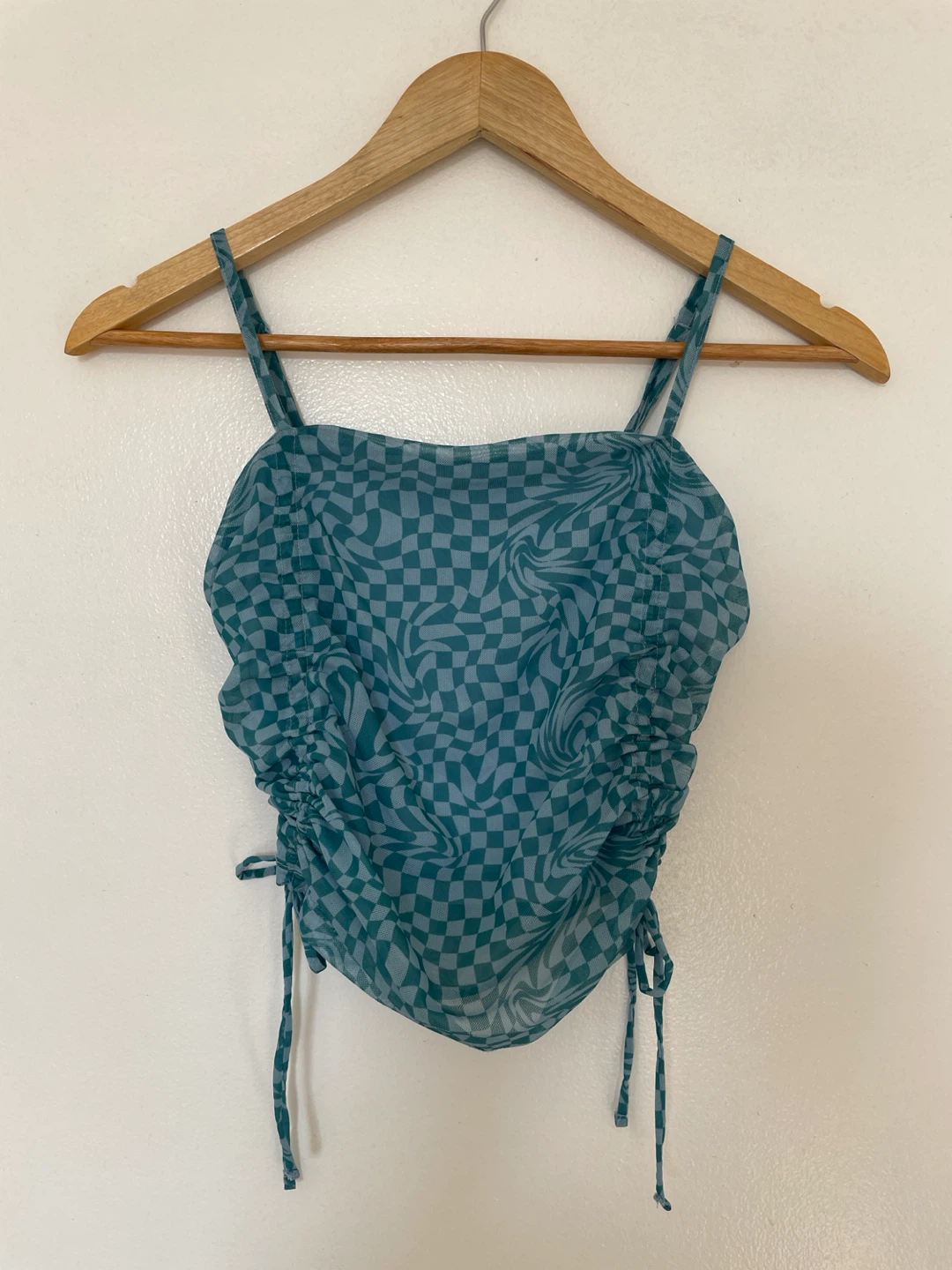 SO Ruched Camisole Top - Teal Checkerboard - photo 2