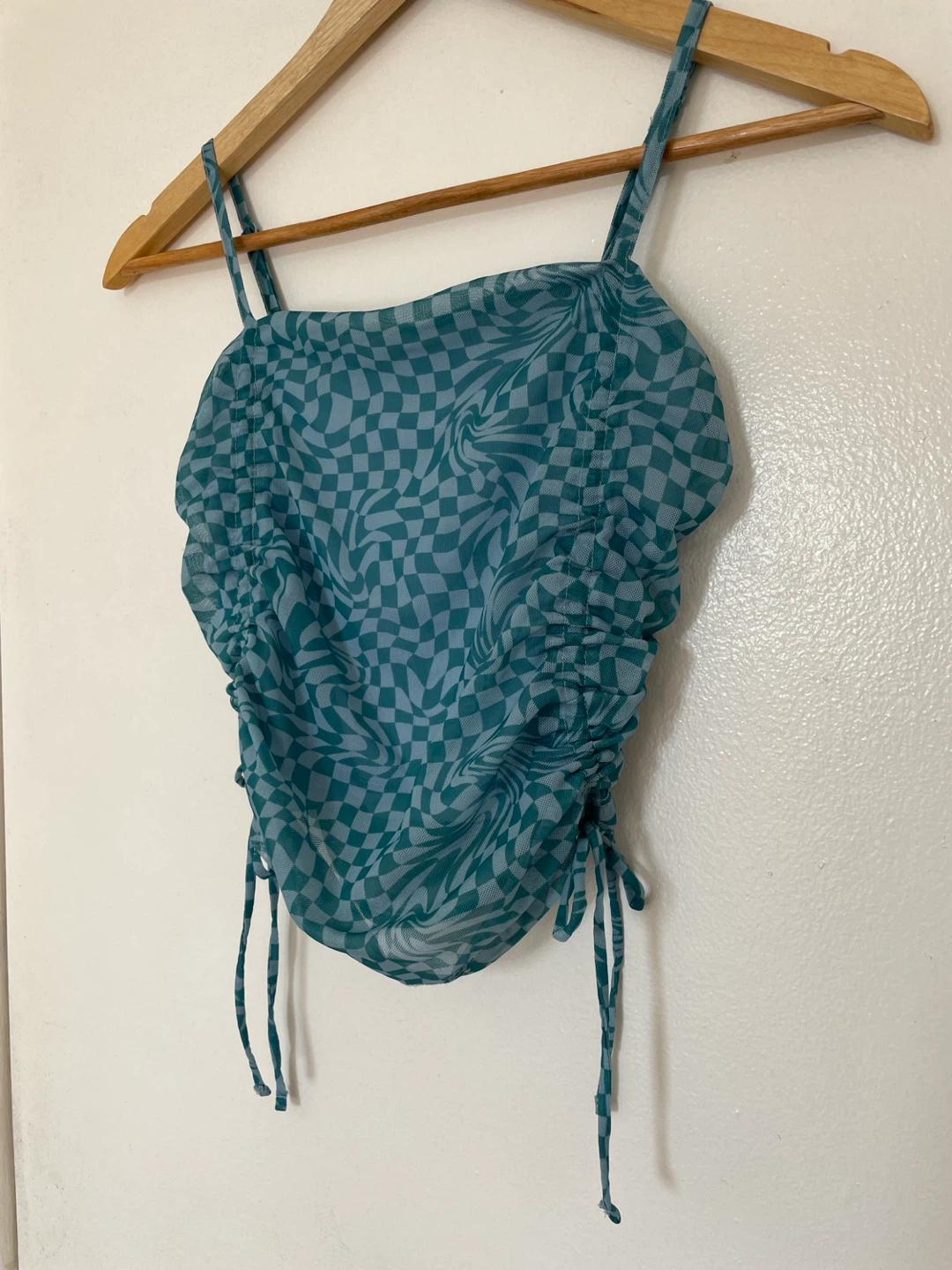 SO Ruched Camisole Top - Teal Checkerboard - photo 3