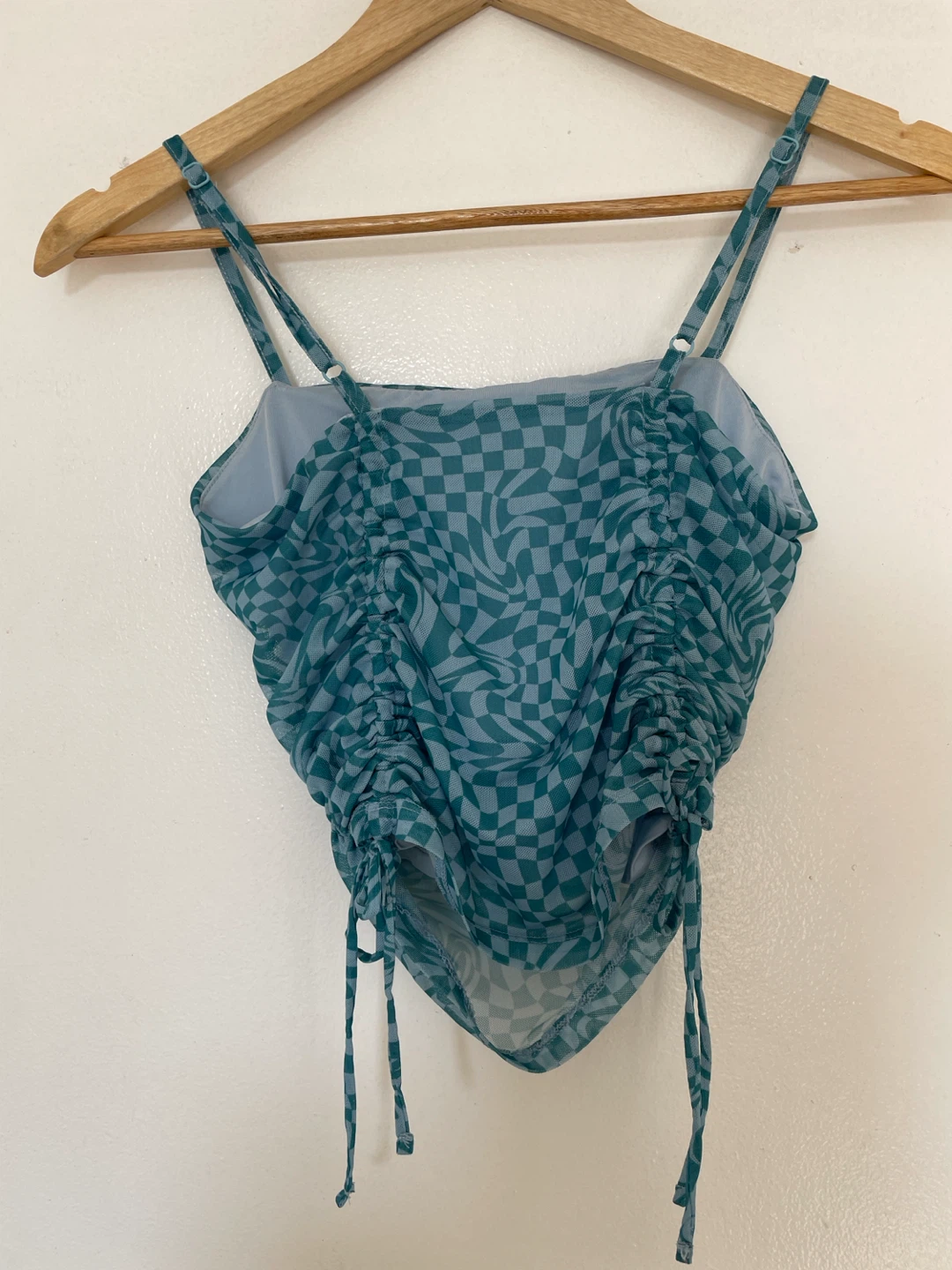 SO Ruched Camisole Top - Teal Checkerboard - photo 5