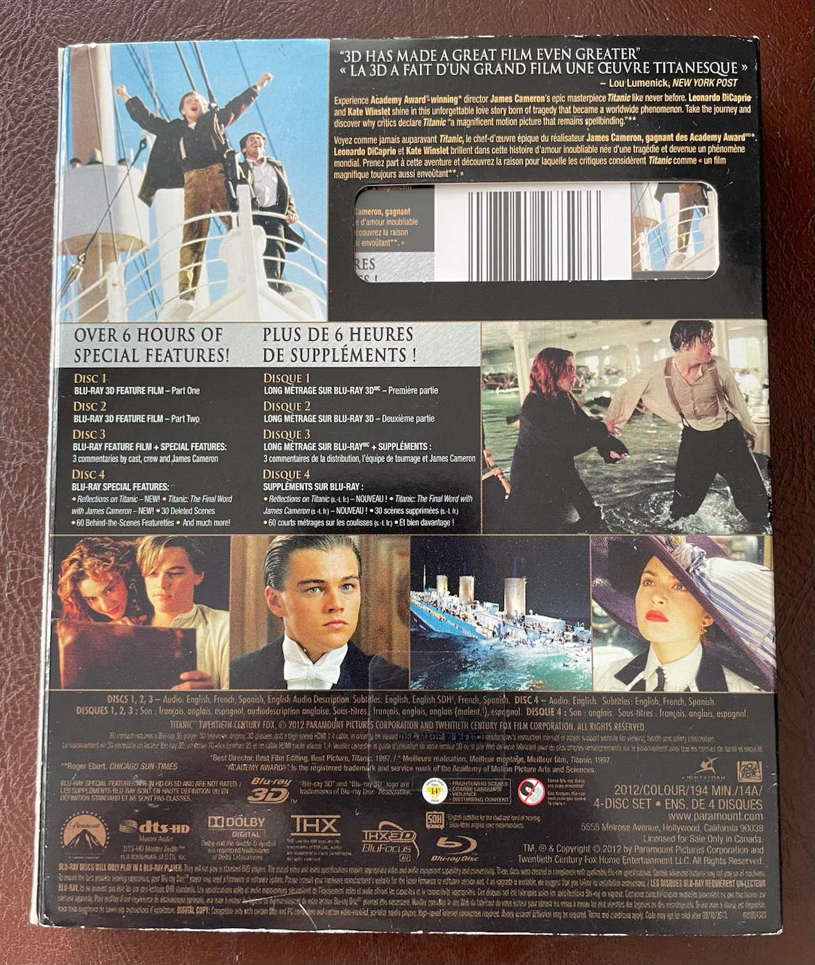 Titanic 3D Blu Ray Set With Slipcover - photo 3