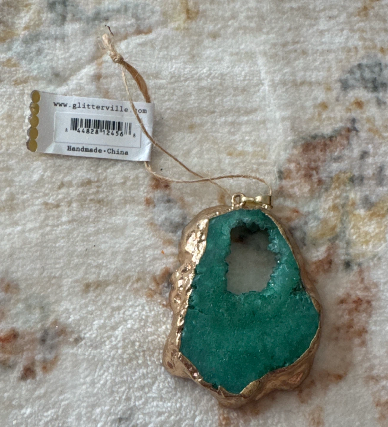 Glitterville Teal Geode Pendant