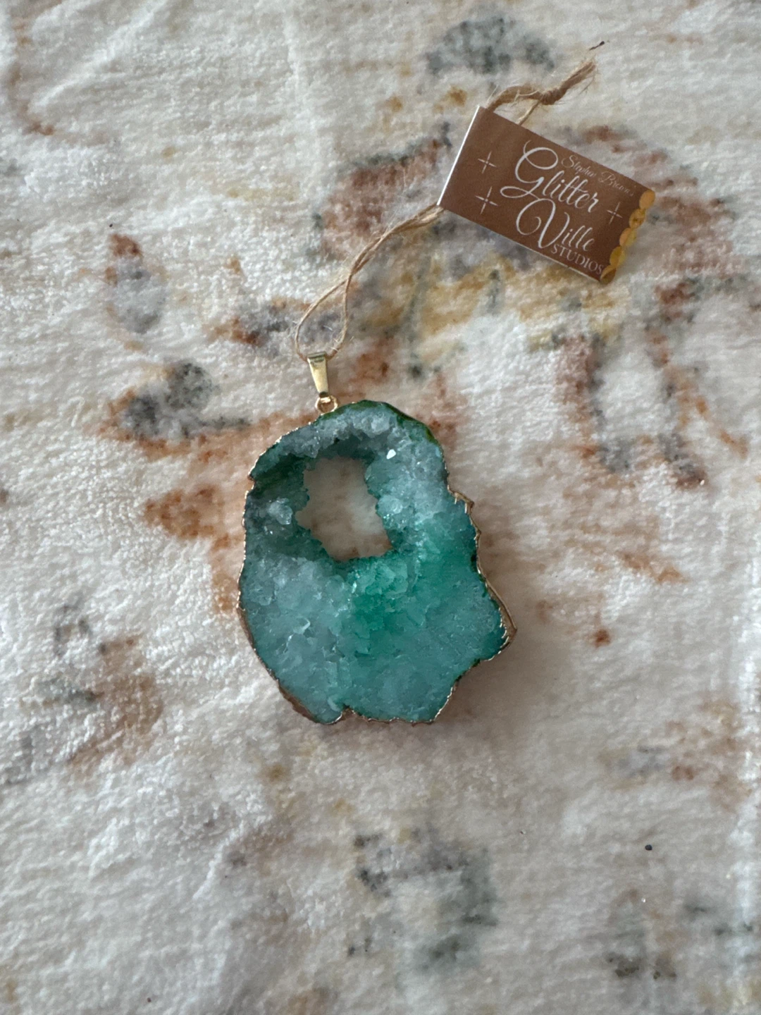 Glitterville Teal Geode Pendant - photo 2