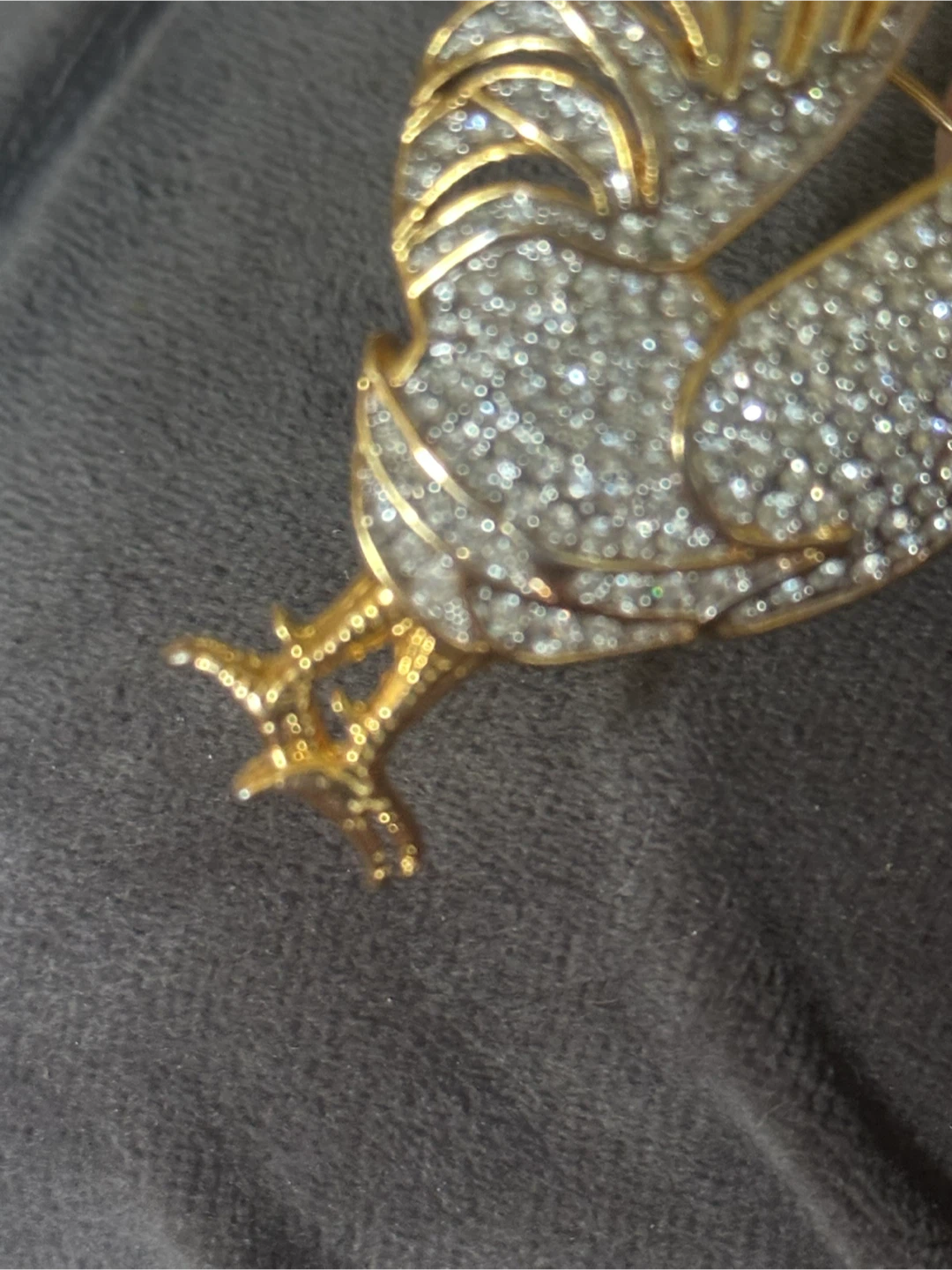 Vintage Large Rhinestone Rooster Brooch - photo 3