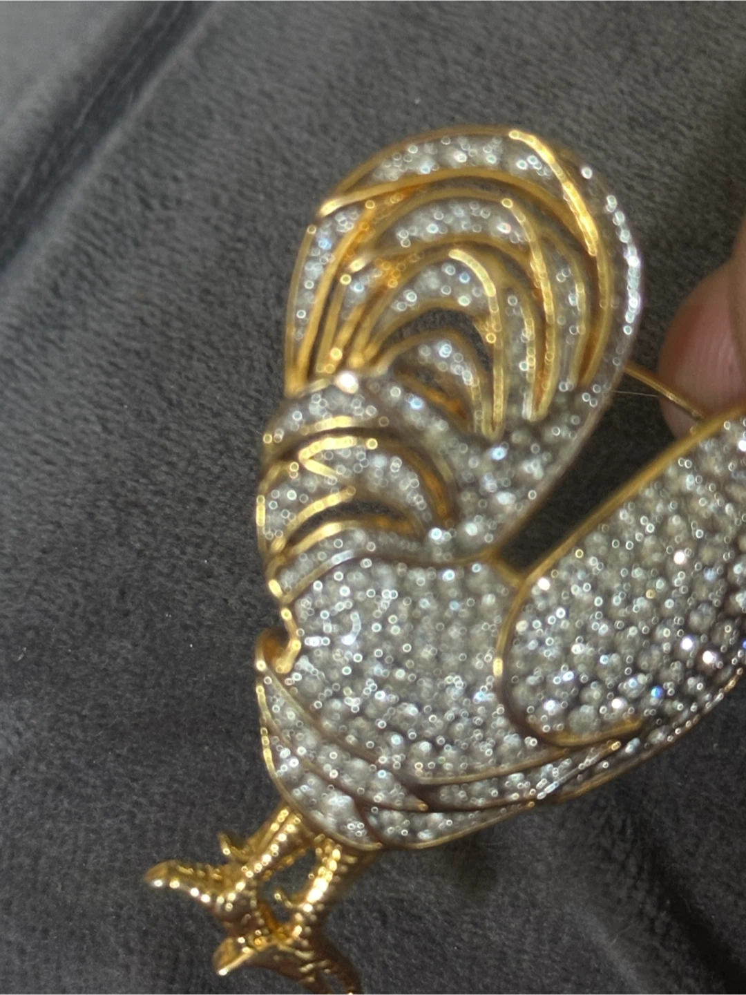 Vintage Large Rhinestone Rooster Brooch - photo 4