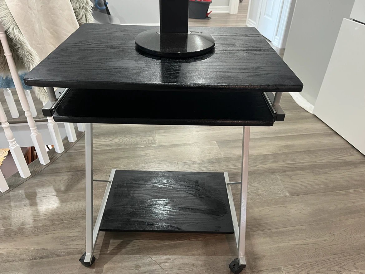 Black Rolling Computer Desk Stand