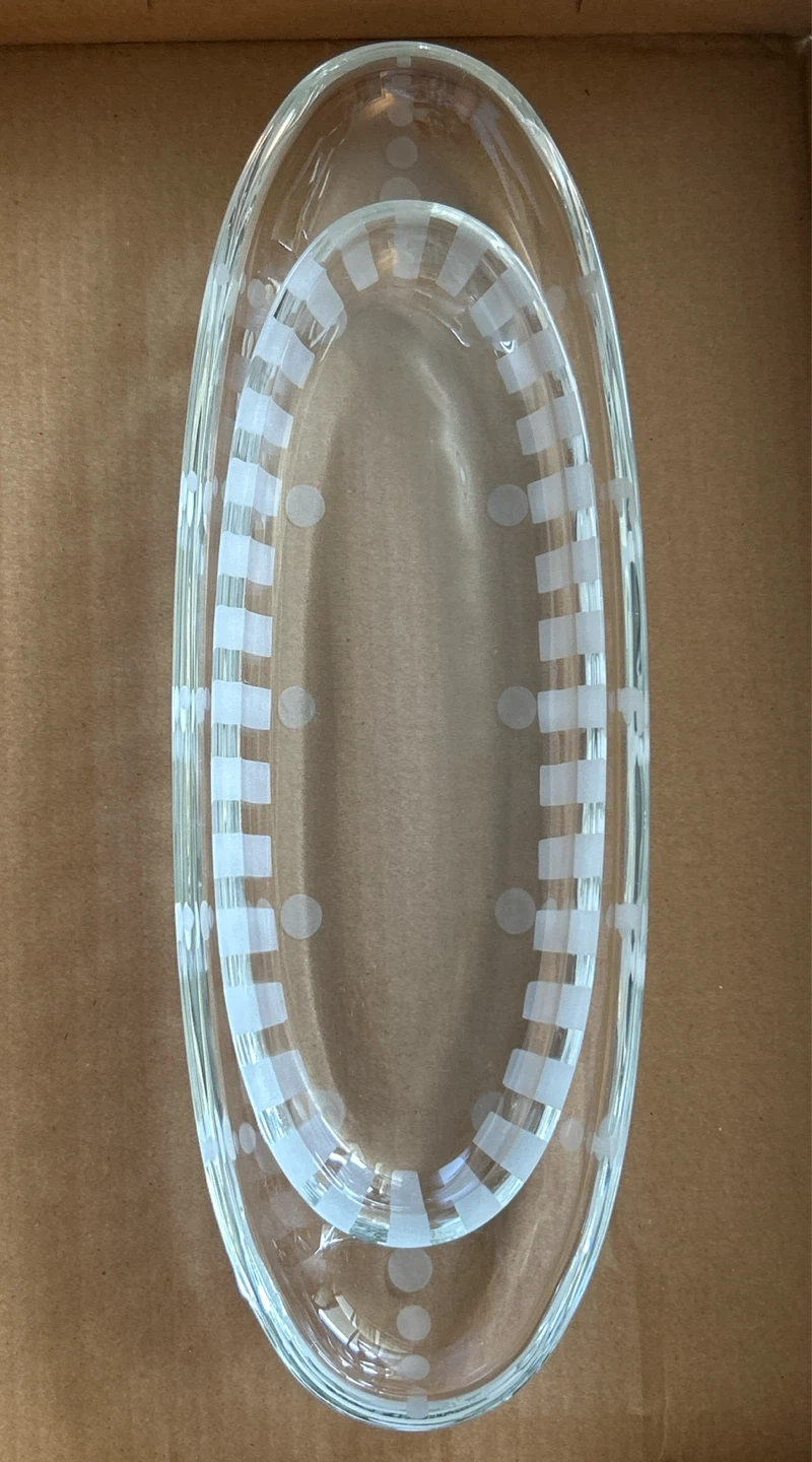 2 Pcs. - Clear Glass Oval Serving Dish with Etched Design
