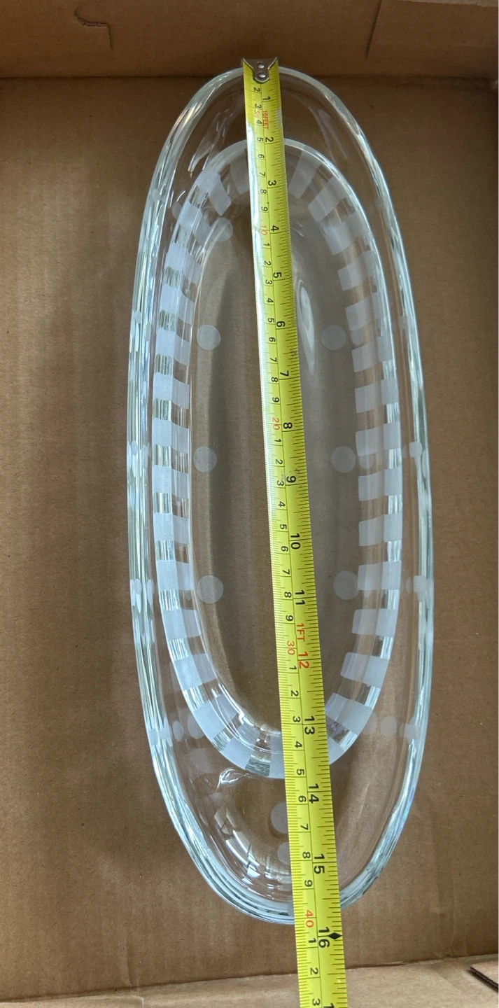 2 Pcs. - Clear Glass Oval Serving Dish with Etched Design - photo 4