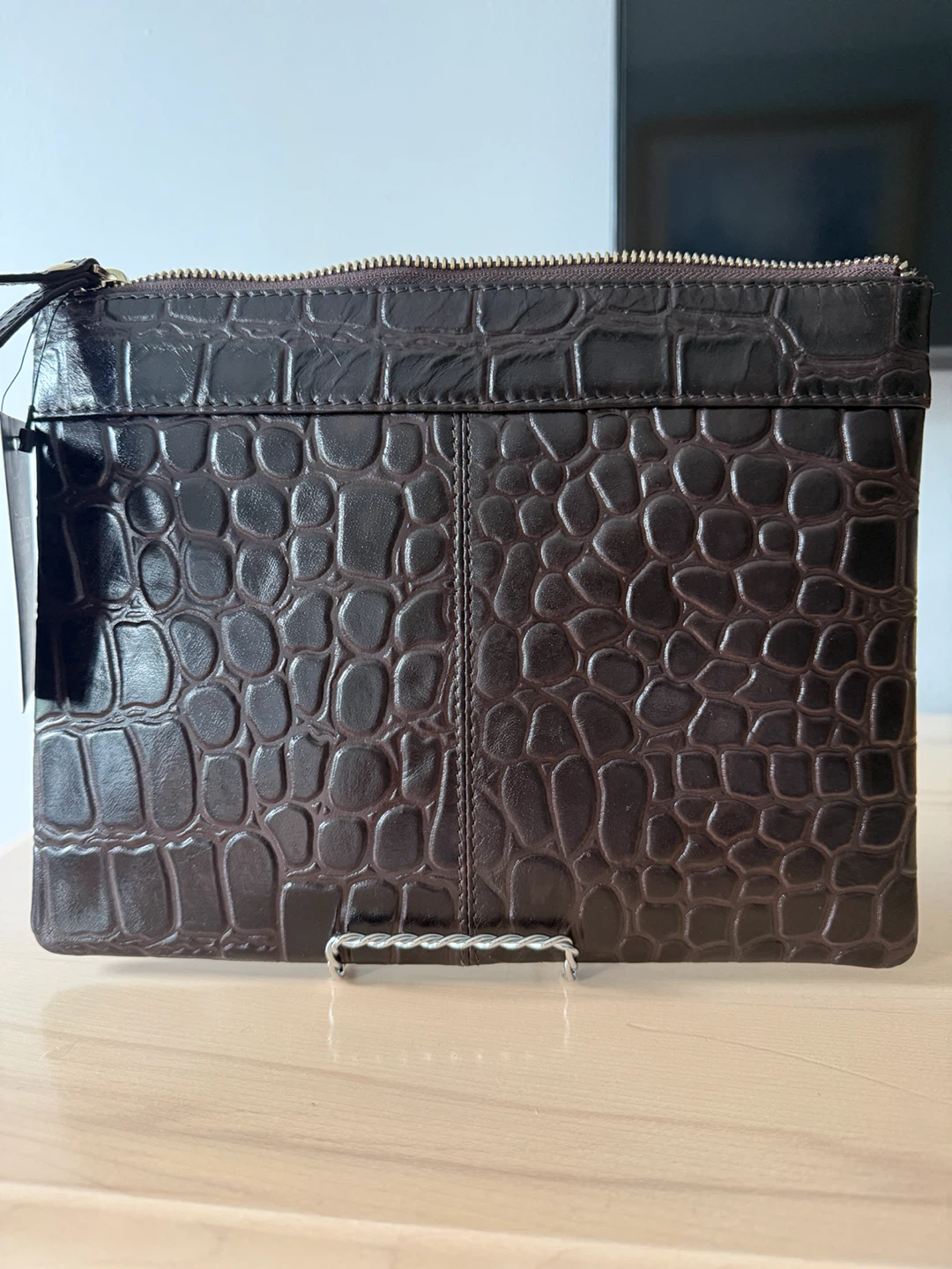 Osprey London Brown Croc Clutch Bag - photo 2