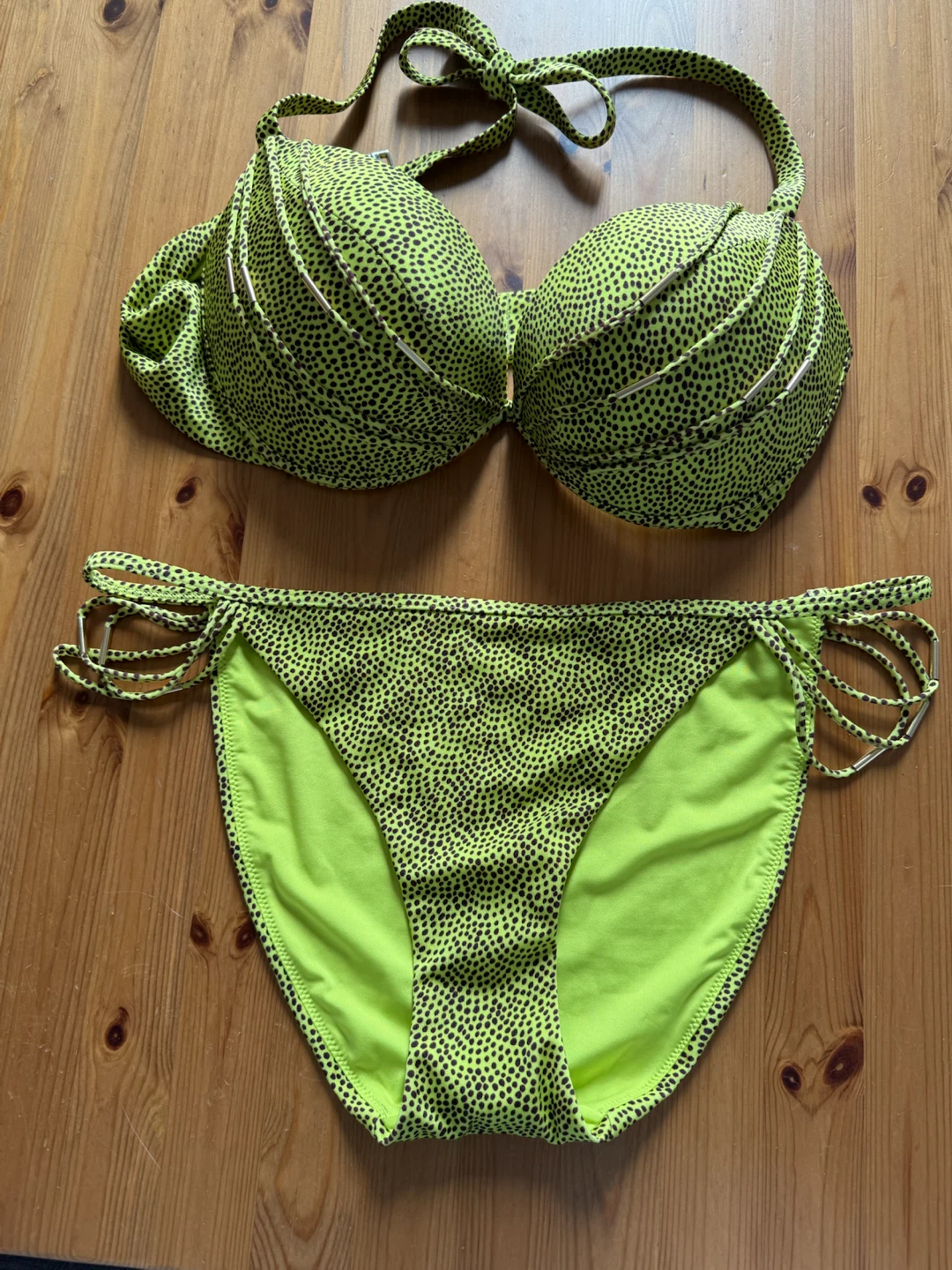 Victoria's Secret Swim Bikini Set - Lime Green with Black Dots