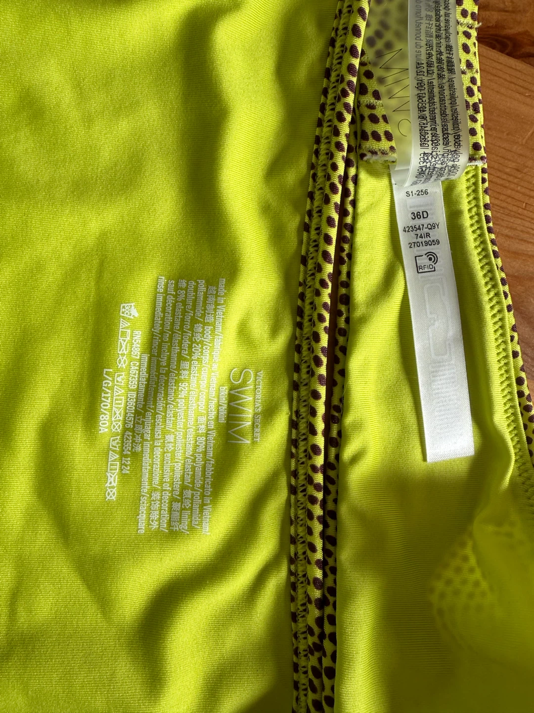 Victoria's Secret Swim Bikini Set - Lime Green with Black Dots - photo 2