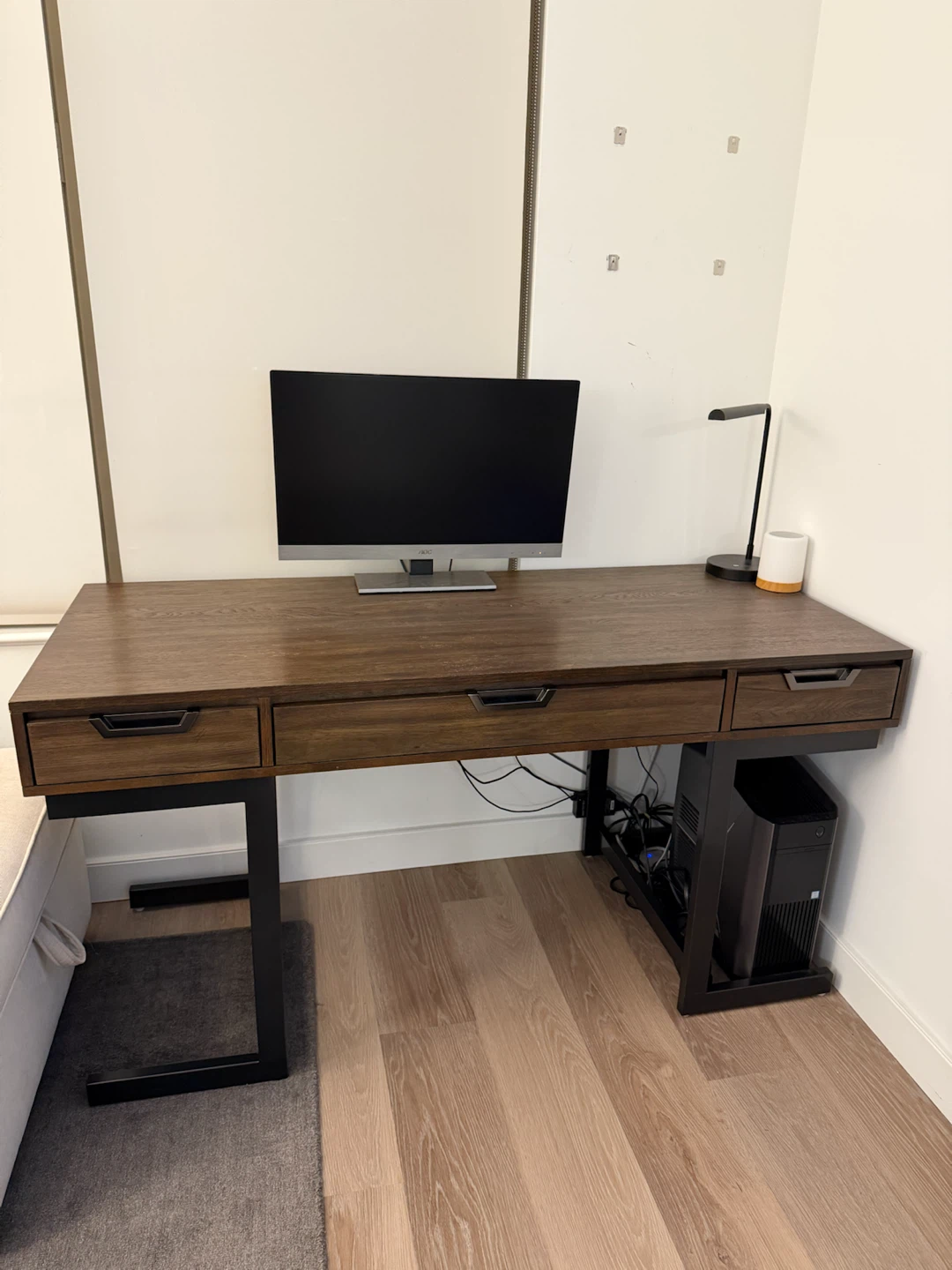 Modern Wood Desk with Drawers and Keyboard Tray - photo 2