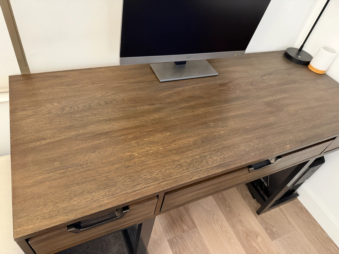 Modern Wood Desk with Drawers and Keyboard Tray - photo 4