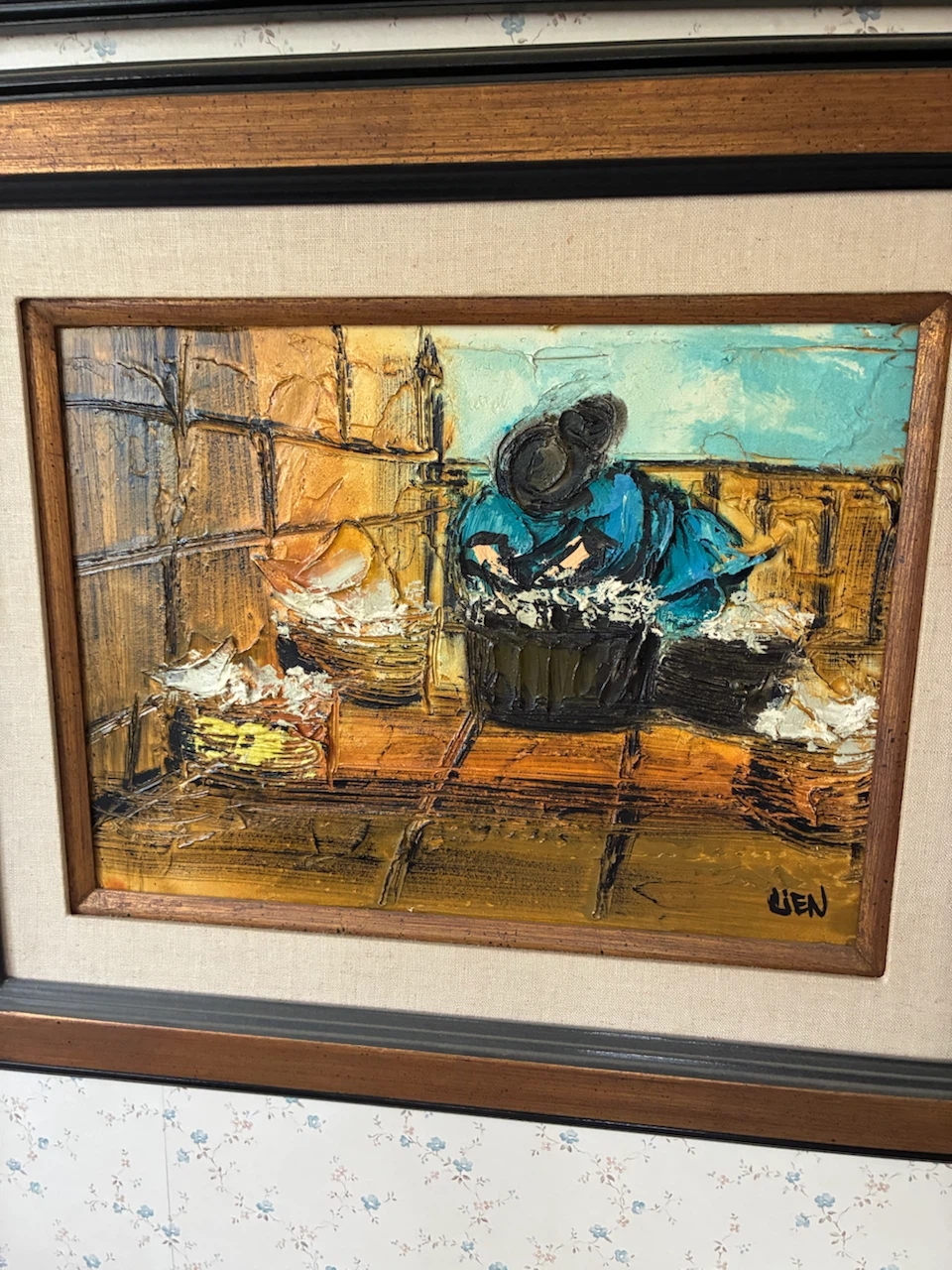 Framed Textured Oil Painting by W. Jen