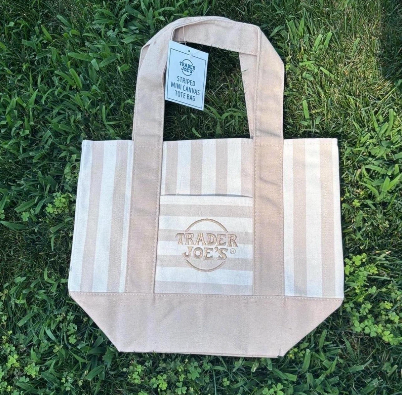Trader Joe's Striped Mini Canvas Tote Bag - photo 2