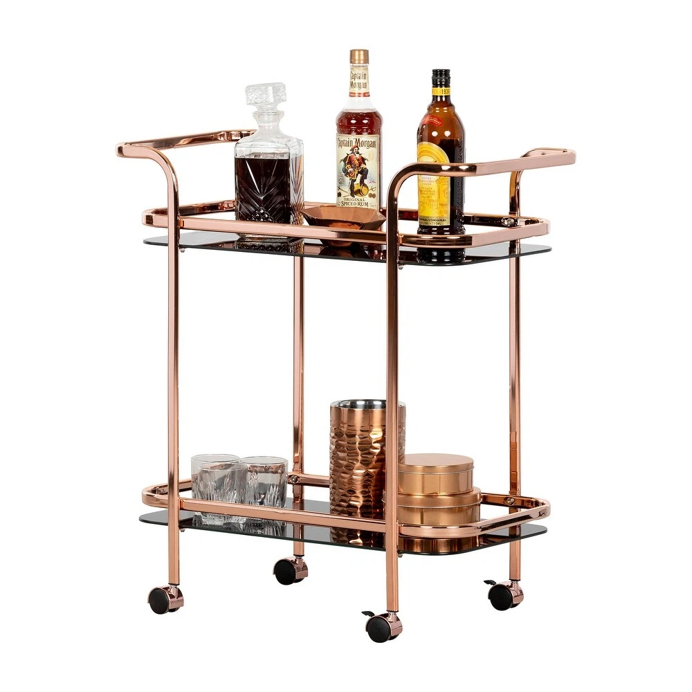 Bar Cart with Black Glass Shelves - photo 2