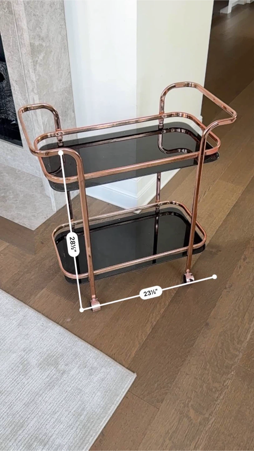 Bar Cart with Black Glass Shelves - photo 4