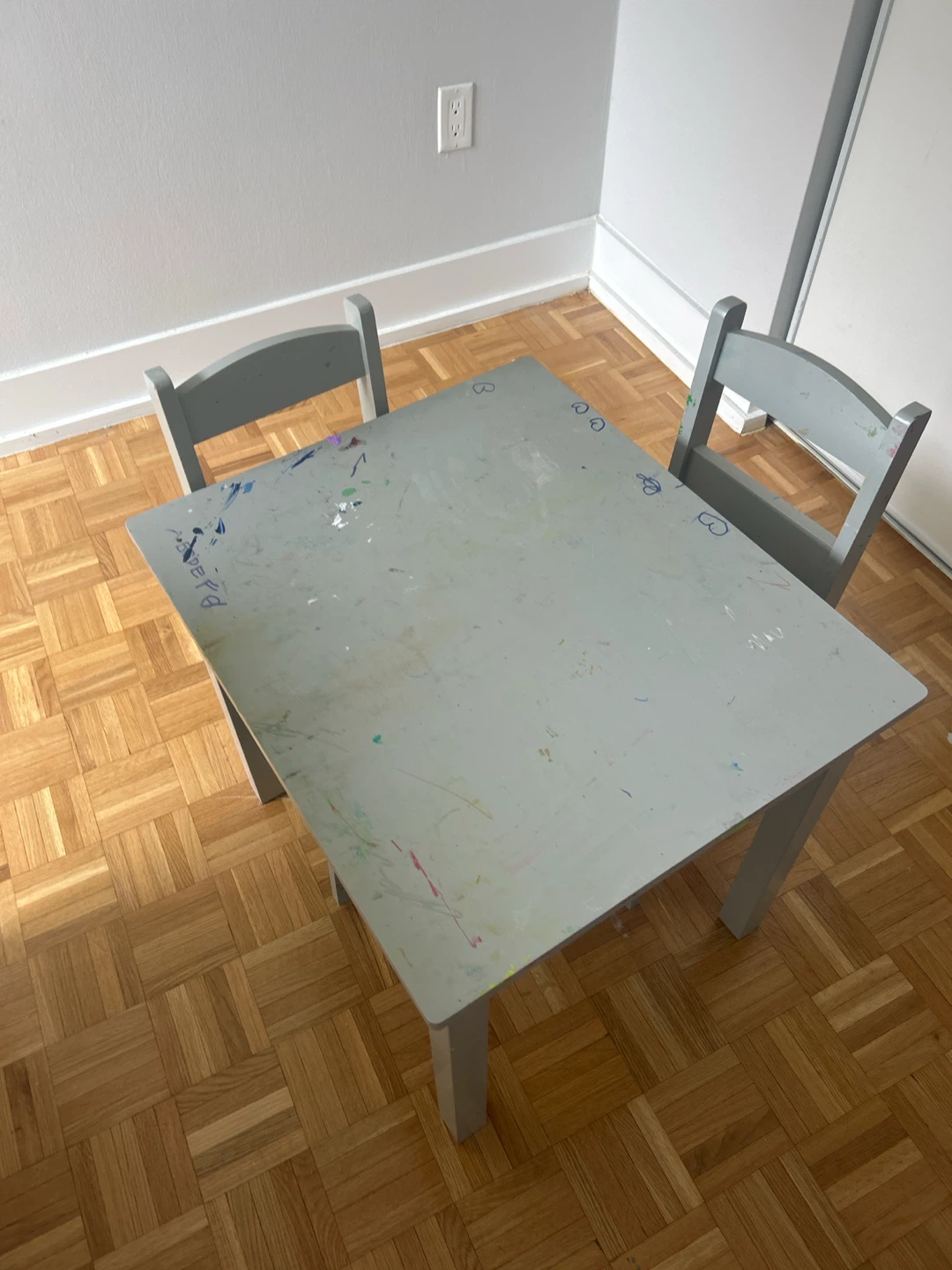 Grey Kids Table and 2 Chairs Set