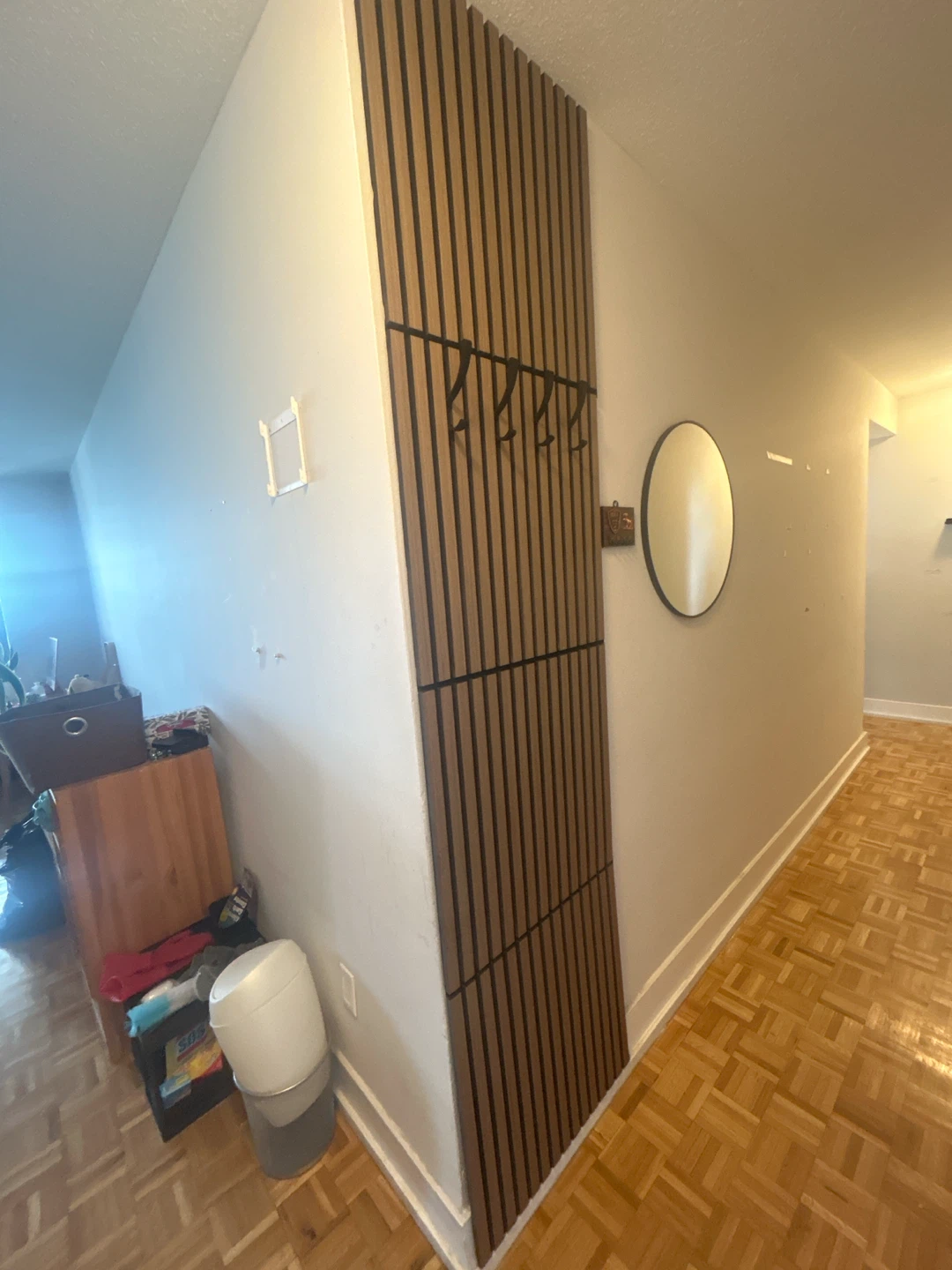 Wooden Slat Wall Panel with Hooks - photo 3