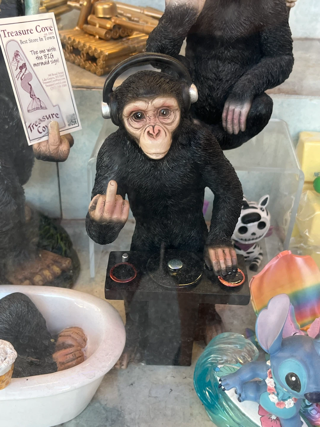 Monkey DJ Figurine with Headphones